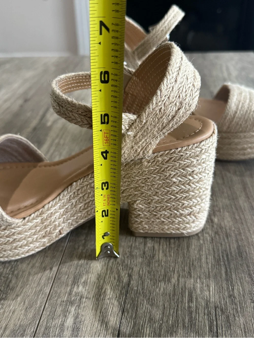 Women's Beige Woven Platform Sandals - Ankle Strap